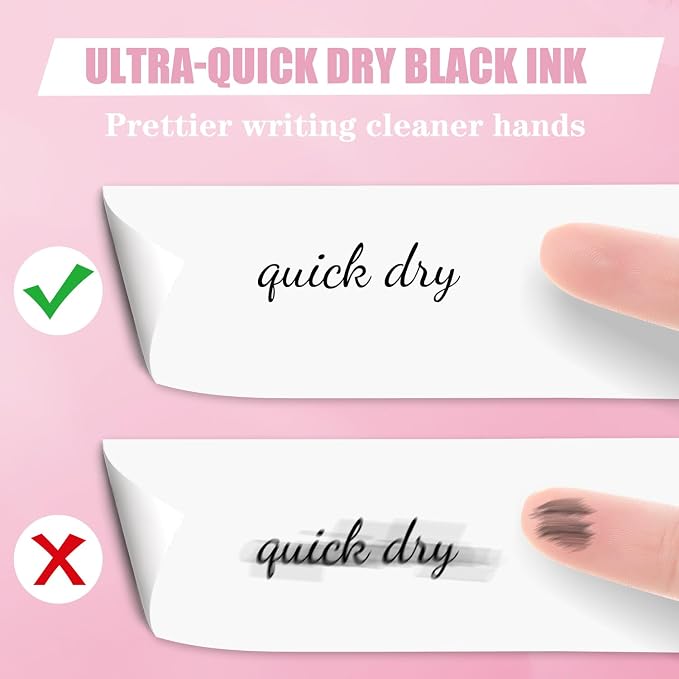 Piochoo Aesthetic Pens, 8 Pcs 0.5mm Gel Pens, No Smudge Quick Dry Smooth Writing Pens, Cute Black Ink Journaling Pens for Women Nurse School Office Desk Accessories