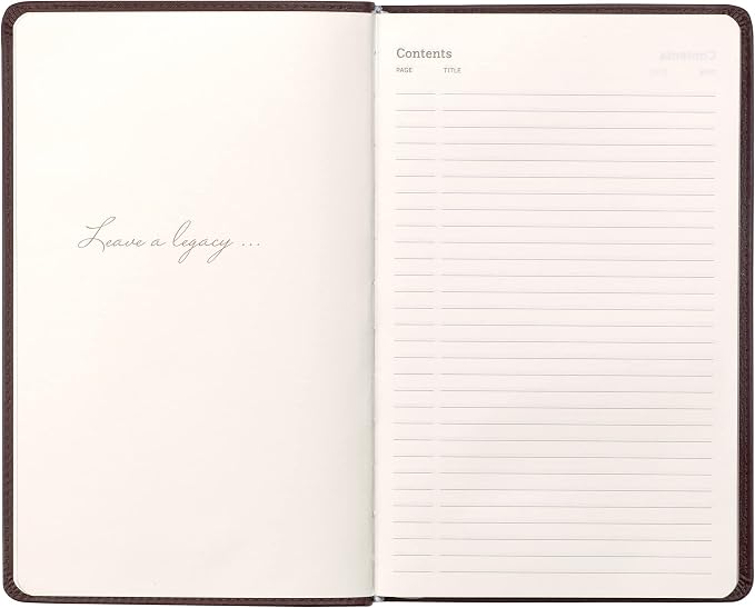 Classic Leather Notebook Writing Journal, Softcover, Narrow Ruled, Table of Contents and Numbered Pages