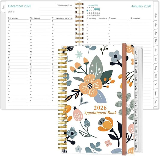 2026 Appointment Book & Planner - 2026 Daily Hourly Planner from January 2026 - December 2026, Weekly Appointment Book with 30-Minute Interval, Medium 6.4" x 8.5", Rose Flowers