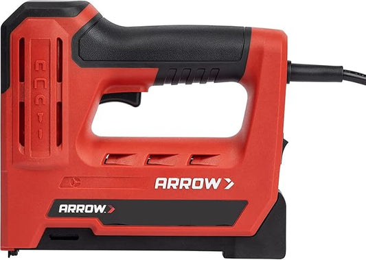 Arrow ET501F Corded 5-in-1 Professional Electric Staple and Nail Gun, Wire Stapler, and Brad Nailer for Upholstery, Framing, Insulation, Crafts, Fencing, and Cable, Black/Red | Corded Professional Electric Staple and Nail Gun for Upholstery, Framing, I...