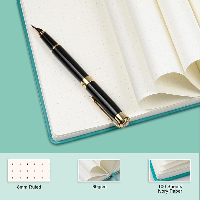 Journal notebook (A5-Dotted, Turquoise Color),192 Pages, Medium 5.7X8.3 inches - 80 gsm Thick Paper, Hardcover