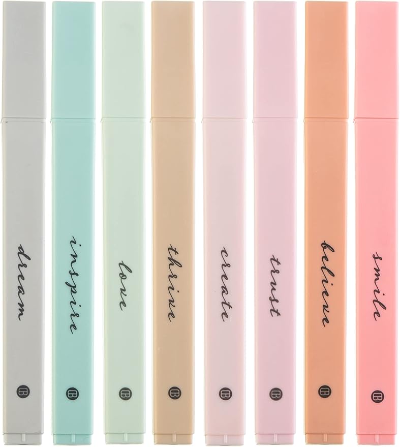 DIVERSEBEE Bible Highlighters with Soft Chisel Tip, No Bleed (Boho) | 8 Pack Assorted Colors Pens, Quick Dry, Cute Aesthetic Markers, Bible Study Journaling Supplies and Accessories