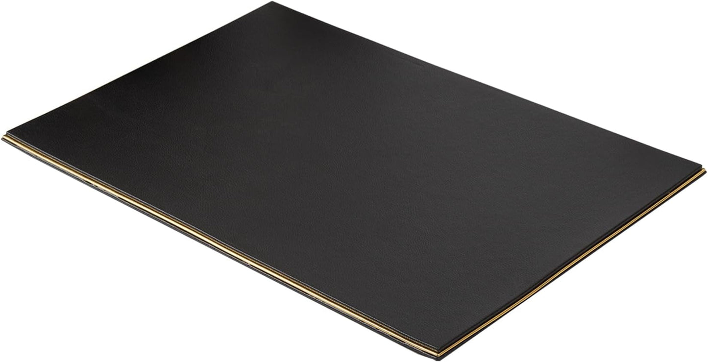 Cloud Luxury Leather Desk Set – 10 Piece Executive Desk Organizer with Desk Pad, Double Document Tray, Pen Holder, Memo Holder, Business Card Holder & Phone Stand – Gold Office Accessories (Black)
