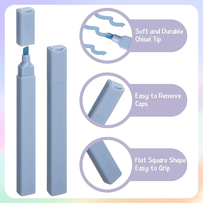 Marspark Highlighters Bulk Chisel Tip Aesthetic No Bleed Cute Color Marker Pens for Journal Planner Notes School Study Office Supplies(120 Pcs,Muted Pastel Colors)