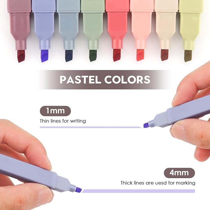 YISAN Highlighters Assorted Colors No Bleed,Book Pastel Highlighters Bible Pens,Soft Tip for Journal,Aesthetic,Vintage,70979