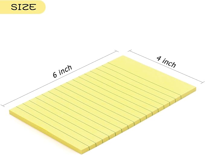 Early Buy Sticky Notes with Lines 4x6 in, 6 Pastel Color, 45 Sheets/Pad | Lined Sticky Notes
