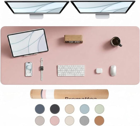 Large Desk Pad Non-Slip Desk Mat Protector for Keyboard Mouse Waterproof Vegan Leather Surface Faux Leather Laptop Mat Smooth Mouse Pad Premium Gift Tube Sakura Pink 55" x 23"