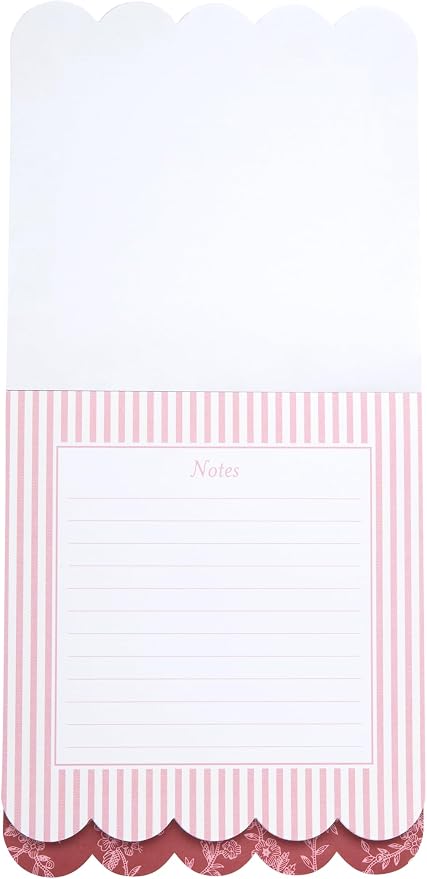 Laura Ashley Layered Notepad - 6.5 x 7.5 Inch 3-in-1 Color Writing Pad with 150 Lined Tear-Off Sheets with Sturdy Backboard for Home, Grocery & Office, Size 7X8, Burgundy Bloom