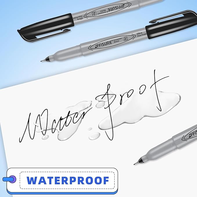 Permanent Markers, Ultra Fine Point, Black, 75 Count, 0.4mm, Fine tip permanent marker set, quick dry, waterproof, fading resists, durable, marks on paper, glass, ceramic, plastic, wood, rock, metal