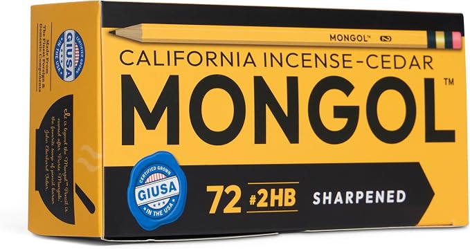 Mongol Classic Incense Cedar #2 Pencil - 72-Pack - Pre-sharpened, European Graphite Core, US Grown Cedar, Smudge Free Eraser – Nontoxic PMA Certified