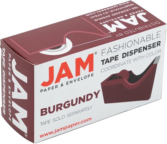 JAM PAPER Colorful Desk Tape Dispensers - Burgundy - Sold Individually