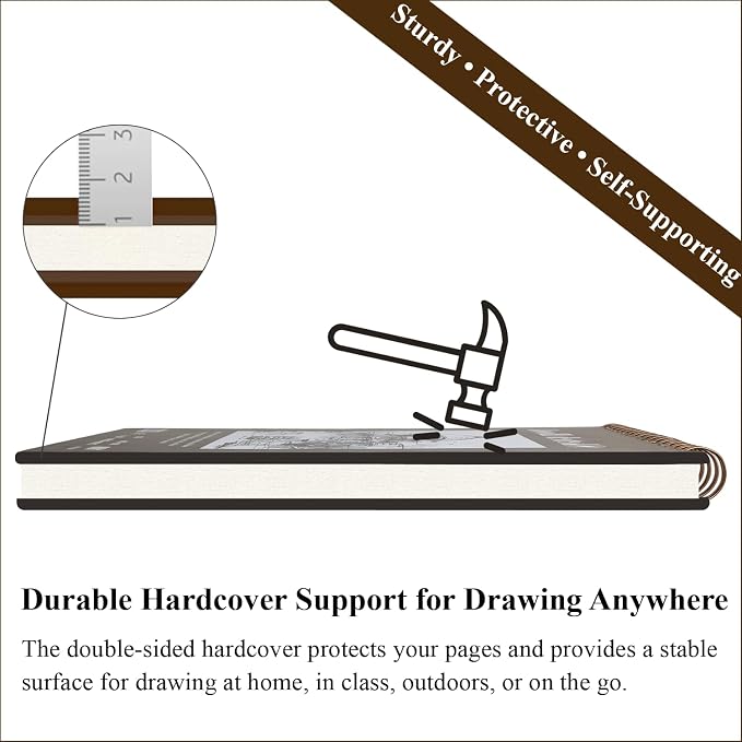 8" x 10" Sketch Book, 100 Sheets Hardcover Sketchbook, 68 lb/100gsm Drawing Paper for Adults, Spiral Bound Sketch Pad, Art Paper for Drawing and Painting for Art Supplies for College Students.