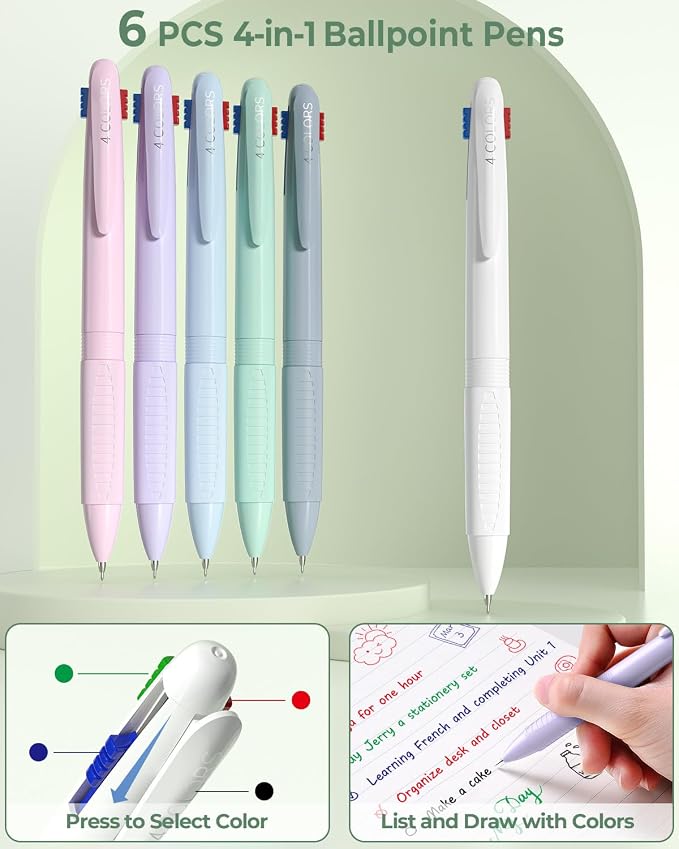 Four Candies 56 PCS School Supplies with Pencil Case, 6 Multicolor Pens, 12 Pastel Highlighters, 5 Gel Pens, 9 Mechanical Pencils for Student Back to School Stationery Set College Essentials (Green)