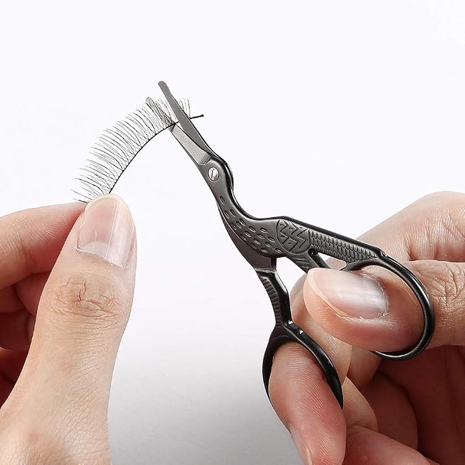 LIVINGO Vintage Stork Nose Hair Scissors Black Titanium Coated | Professional Beauty Grooming Shears, Rounded Tip, Cuticle Pedicure Care, Eyebrow Facial Hair Dry Skin Trimming