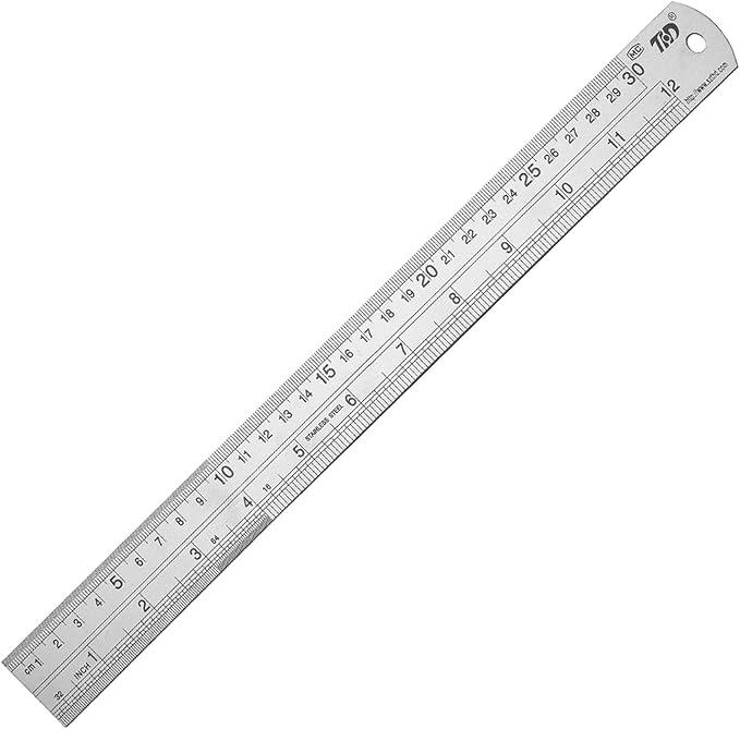 ZZTX Metal Ruler 12 Inches Stainless Steel 1 Pack | Rust-proof, Straight edge, Precise markings, Clear read