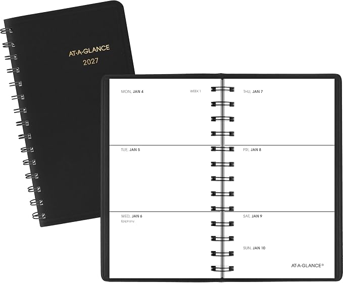 AT-A-GLANCE 2027 Planner, Weekly, 2.5" x 4.5", Pocket Size, Black (700350527)