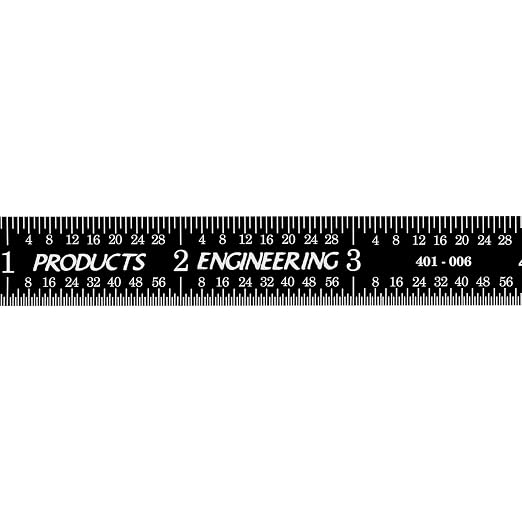 PEC Tools 6" Stainless Steel Flexible Metal Ruler with Black Chrome Finish, 4R Graduaction (1/8", 1/16", 1/32", 1/64"), High-Contrast Imperial Machinist Rule, Easy to Read, Made in USA