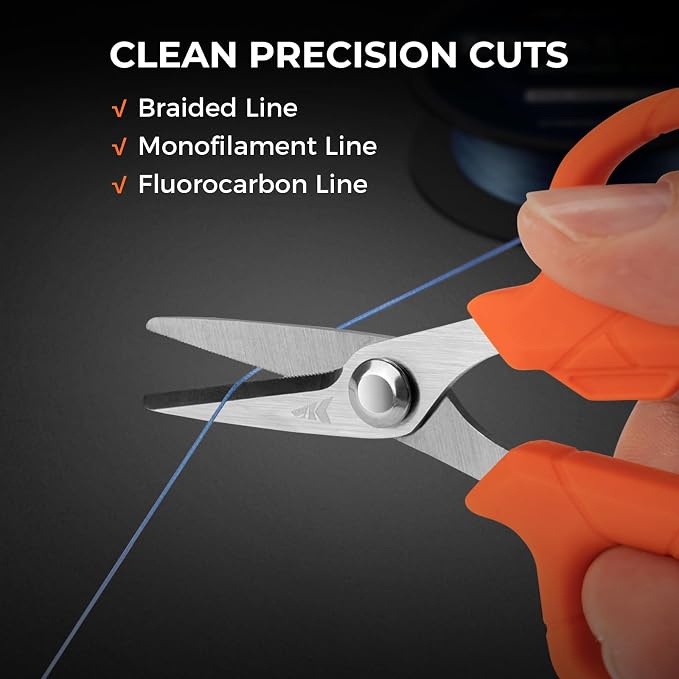 KastKing Paradox 4.5-Inch Fishing Scissors | Stainless Steel Precision Fishing Line Cutters With Non-Slip Grip, Protective Sheath, Neck Lanyard, Scissors for Braided Line