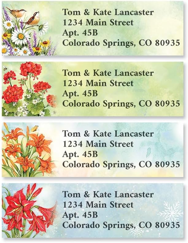 Colorful Images Return Address Labels | Nature's Grace Floral, 240 Count, Self-Adhesive, Personalize with Name & Address