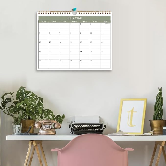 2026-2027 Calendar- Wall Calendar 2026-2027 Runs from July 2026 to December 2027-18 Months Calendar with Thick Paper for Home or Office, 8.5 x 11 Inches, Green