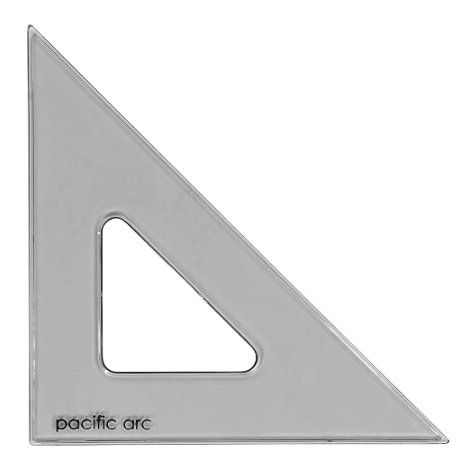 Pacific Arc's Scholastic Triangle - 8 inch - Smoke - 40/90 Angle - Polystyrene - Inking Edge - Technical Drawing Tools, Drafting, Architect and Engineering.
