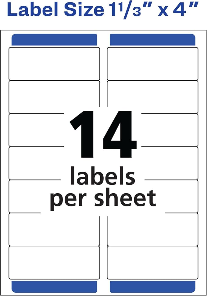 Avery Easy Peel Printable Address Labels with Sure Feed, 1-1/3" x 4", White, 1,400 Blank Mailing Labels for Laser Printers (5162) (Pack of 5)
