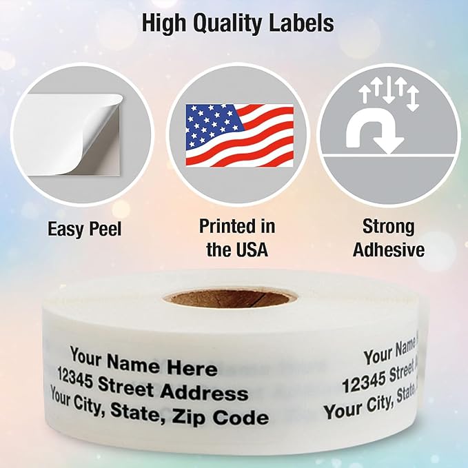 Personalized Return Address Labels | Clear, 500 Count, Self-Adhesive, Without Dispenser, Customize with Name & Shipping Address