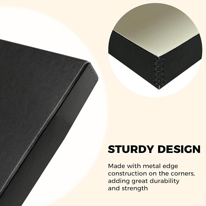 Golden State Art, Clamshell Archival Storage Box 13x19, Black, Pack of 2 | Acid-Free Photo Box with Metal Edge Corner, Preserve And Store Paper Documents Cards Prints Arts and Crafts DIY Projects