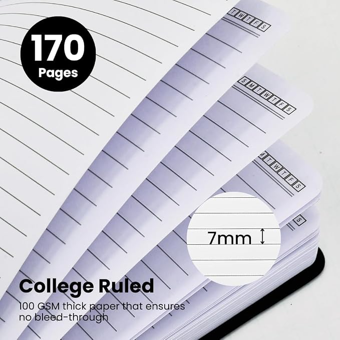Nextnoid A5 Lined Spiral Notebook - 170 Pages, College Ruled, Abstract Blue | Hardcover Notebook for Everyday Writing, A5 Size (5.8" x 8.3") Journal for Work and School, Daily Journaling and Notetaking