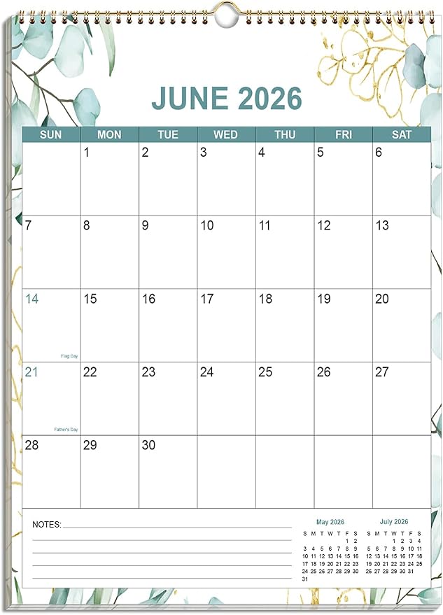 2026-2027 Calendar - Calendar 2026-2027 from July 2026 - December 2027, 18 Months Calendar/Planner with Thick Paper, 12" x 14.5", Vertical, Leaf