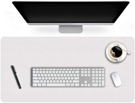 17 X 36 Inch Office Desk Pad Table Protector on Top of Desks PU Leather Desk Blotter Laptop Computer Gaming Under Keyboard Mouse Pad Waterproof Writing Mat Desktop Cover for Women Men Kids Girls White