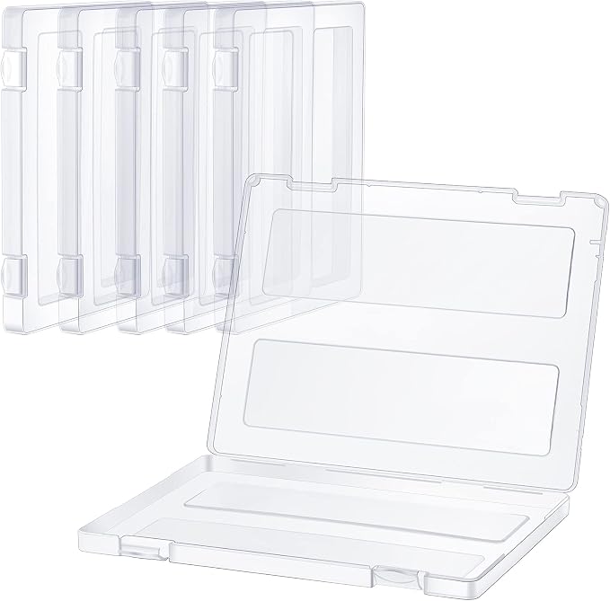 Outus 6 Pieces A4 File Box Paper Photo Storage Box A4 Portable Project Case Clear Plastic Document Magazine Organizer for Back to School Office Supplies Accessories