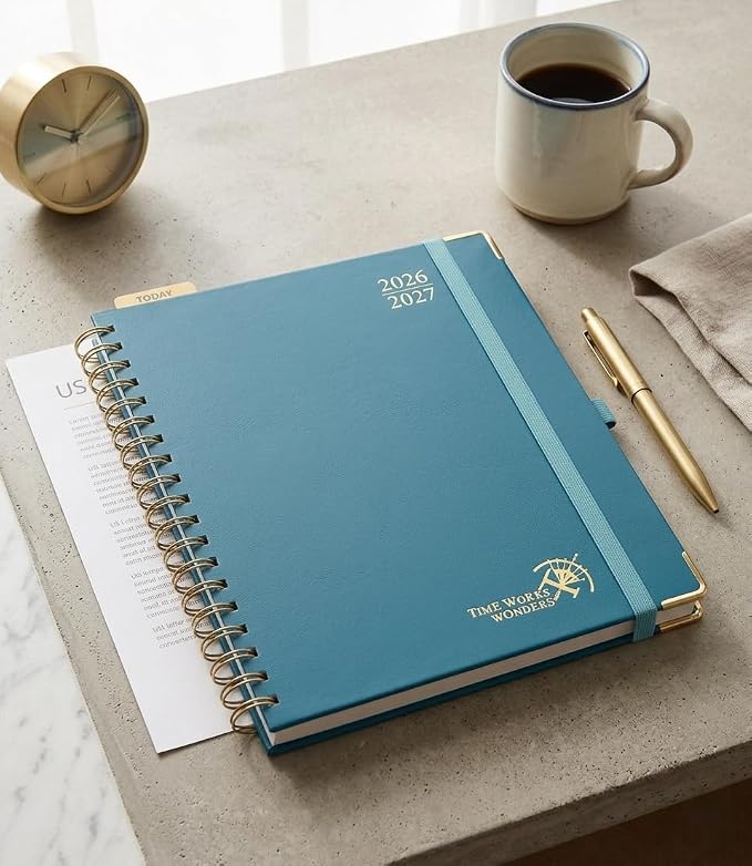 POPRUN 2026-2027 Weekly Planner 10" x 8"Weekly and Monthly Planner Calendar | Jul 2026 - Jun 2027，Daily Agenda Book & Appointment Book with Hourly Schedule, Tabs, Hardcove- Night Sky Navy Blue