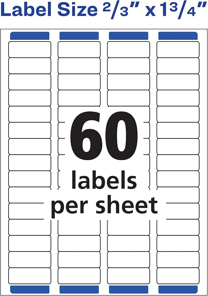 Avery Printable Return Address Labels, Sure Feed Technology, 2/3" x 1-3/4", White, 1,500 Blank Mailing Labels (05195)