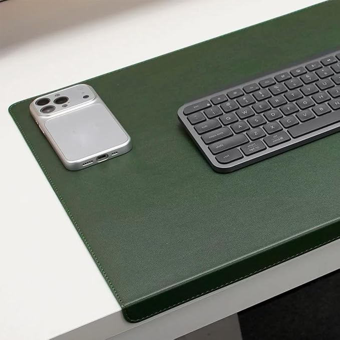 Edge-Locked Leather Desk Pad, Desk Blotter with Full Grip Fixation Lip, Waterproof Large Office Table Mat, Non-Slip Laptop Mouse Pads for Work Typing Writing (Red,47.2"x23.6")