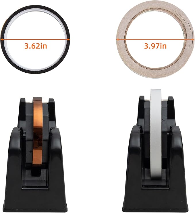 Desktop Tape Dispenser Adhesive Roll Holder (Fits 1" & 3" Core) with Weighted Nonskid Base Black