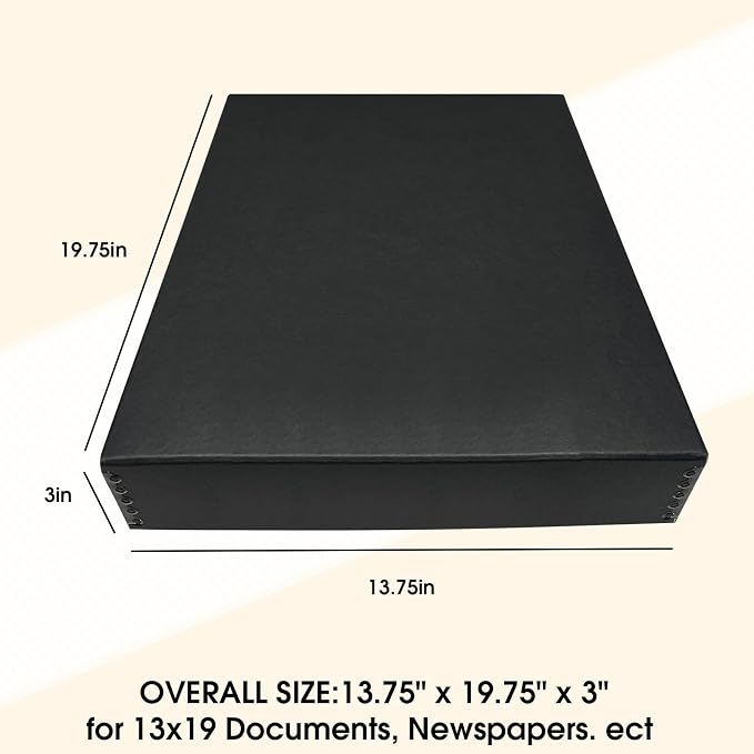 Golden State Art, Drop Front Archival Storage Box, 13.75"x19.75"x3"-Black | Acid-Free 13x19 Museum Photo Storage Box with Metal Edge, Preserve Documents, Prints, Poster, Photographs, Arts And Crafts
