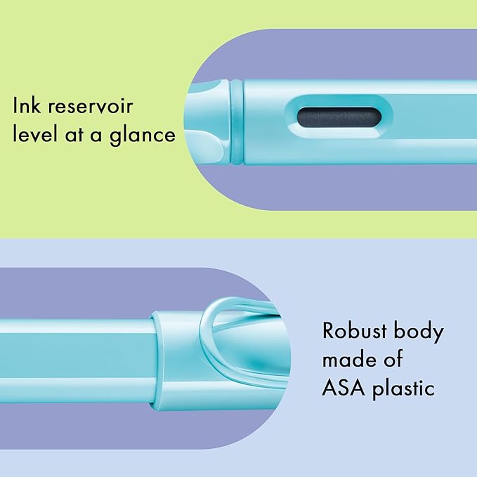 LAMY safari aquasky - Fountain Pen with ergonomic grip & polished Left-Handed steel nib (LH) in size M - ideal for any Writing & Calligraphy - including LAMY T 10 blue cartridge