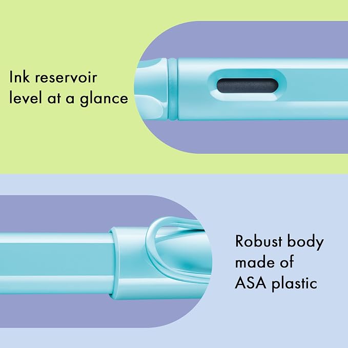 LAMY safari aquasky - Fountain Pen with ergonomic grip & polished steel nib in size EF - ideal for any Writing & Calligraphy - including LAMY T 10 blue cartridge - Right-Handed