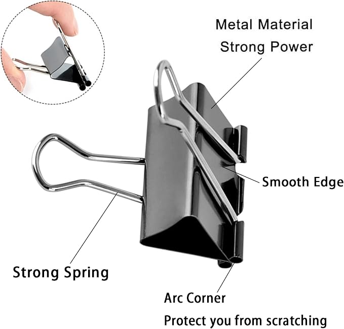 Medium Binder Clips 1.6 Inch (60 Pack), Large Binder Clips Medium Paper Clamps for Office and Home Supplies, Black | Large binder Clips medium paper clamps for Office and Home Supplies
