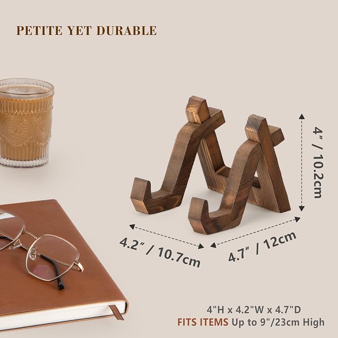 ANBOXIT Plate Display Stand, 4 Inch Plate Holder for Displaying, Decorative Picture Frame Dish Photo Plaque Platter Wood Stand | Decorative Plate Stand for Picture Frame Dish Photo Plaque Platter Wood Stand