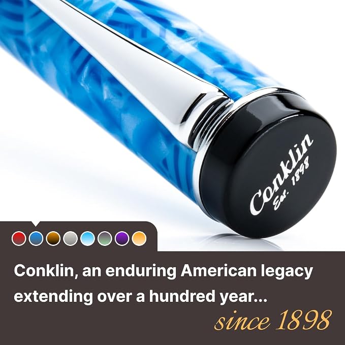 Conklin Duragraph Fountain Pen Ice Blue - Broad Nib, Elegant Writing Instrument with Cool Blue Finish