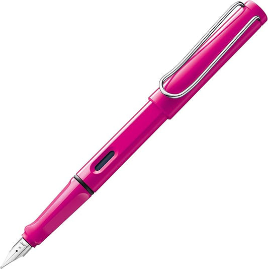 LAMY safari pink - Fountain Pen with ergonomic grip & polished steel nib in size EF - ideal for any Writing & Calligraphy - including LAMY T 10 blue cartridge - Right-Handed