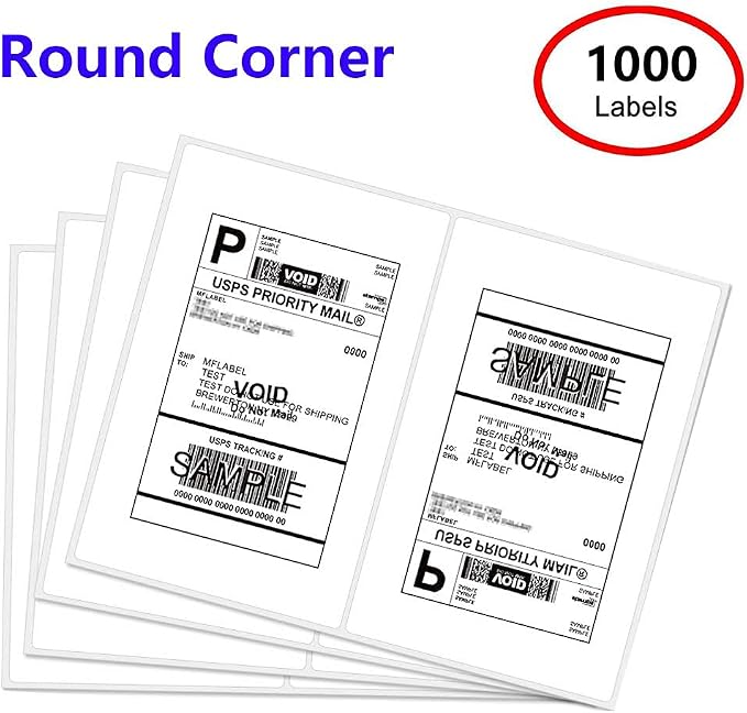 Round Conner 8.5" x 5.5" Address Labels, Half Sheet Shipping Labels, 500 Sheets Self Adhesive Mailing Labels for Laser & Inkjet Printers