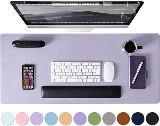 Leather Desk Pad Protector, Mouse Pad, Non-slip Computer Mat, PU Leather Office Mat for Home & Office, Waterproof Laptop Desk Blotter for Keyboard and Mouse, Violet Tulip (13.7''X23.6'')