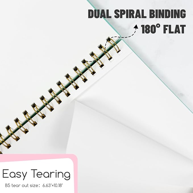 Blank Spiral Notebook B5 Black Hardcover Sketch Book -7.48" X 10.18" 4 Pack unlined Journal for Drawing,160 Pages 100GSM Thick Paper for Note Taking School Office