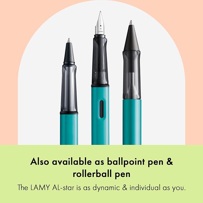 LAMY AL-star turmaline - Fountain Pen with ergonomic grip & polished steel nib in size F - lightweight aluminum body - including LAMY T 10 blue cartridge - Right-Handed