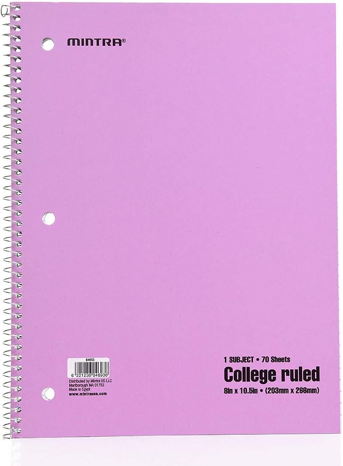 Mintra Office Spiral Notebooks, Wirebound, Journals for School, Work, Business, Aesthetic Stationery, Writing Pads, Teacher & Student Supplies (6, Pastel, College)