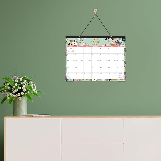 Desk Calendar/Calendar 2026-2027- Jul. 2026 - Dec. 2027 | 18 Monthly Desk/Wall Calendar 2026-2027,12" x 15", Thick Paper with Corner Protectors,