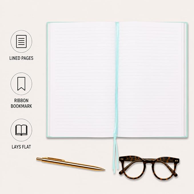 WORLD TRAVELER Large Lined Journal Notebook 256 Ruled White & Ivory Pages | Lay-Flat Binding, Gilded Page Edges Resist Wear, Reinforced Square Corners, Bleed-Resistant Smooth Paper